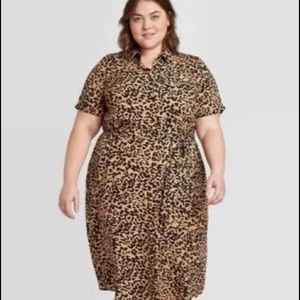 Ava & Viv,Beautiful & Eye-Catching Animal Print Dress,Belted&Collared w/Pockets